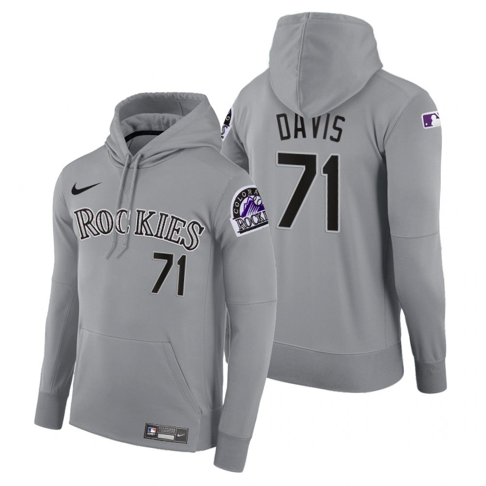 Cheap Men Colorado Rockies 71 Davis gray road hoodie 2021 MLB Nike Jerseys